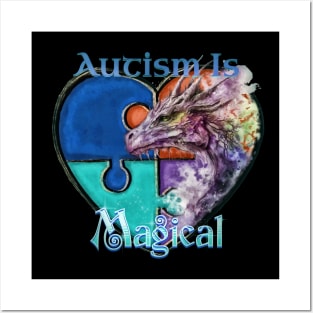 Autism Awareness Puzzle Dragon Autism Is Magical Posters and Art